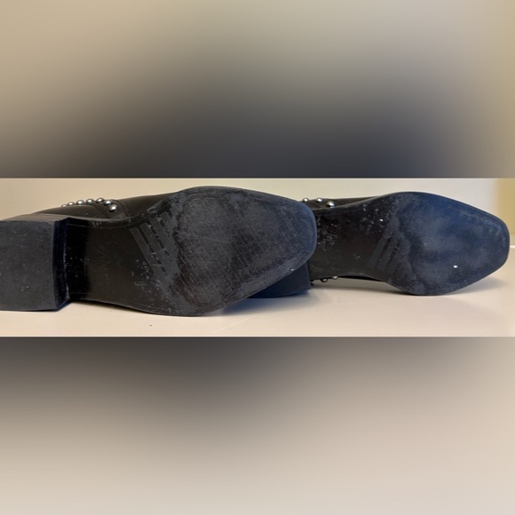 Zara Black Silver Studded Chelsea style slip on leather Ankle Booties women's 38 - Picture 8 of 10